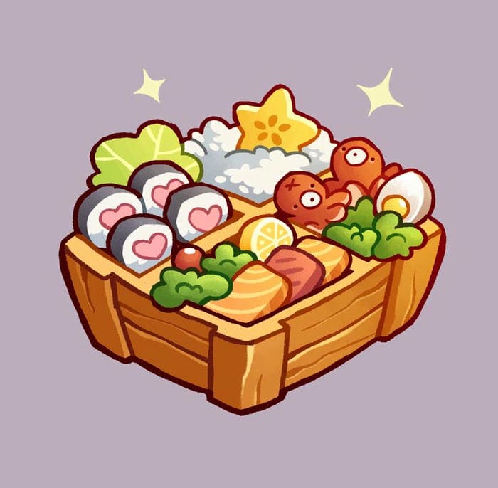 Hình ảnh đồ ăn chibi hộp cơm bento siêu đáng yêu