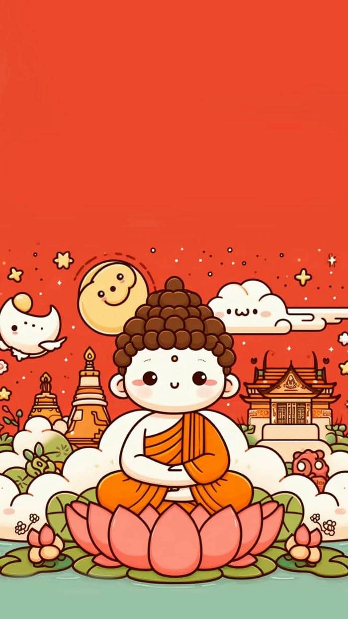 Phật chibi: Kết hợp giữa dễ thương và an yên trong từng đường nét 2 Hình ảnh nền chibi phật