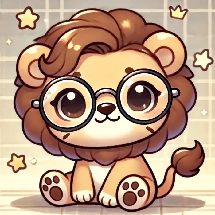 Hình ảnh sư tử chibi đeo kính siêu dễ thương