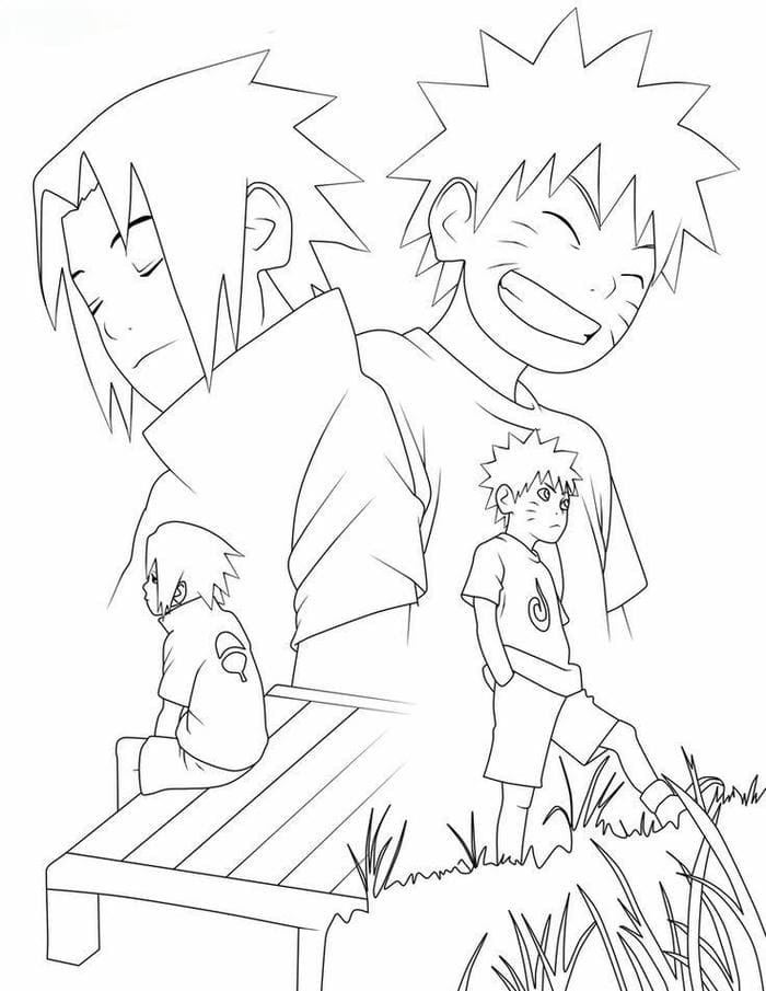 Tải miễn phí 87+ tranh tô màu Naruto cửu vĩ cho bé tập vẽ 8 Hình ảnh tranh tô màu Naruto và Sasuke lúc nhỏ