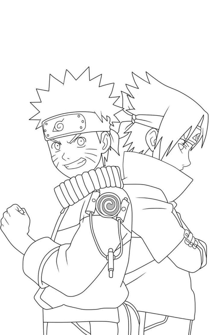 Tải miễn phí 87+ tranh tô màu Naruto cửu vĩ cho bé tập vẽ 9 Hình ảnh tranh tô màu Naruto và Sasuke