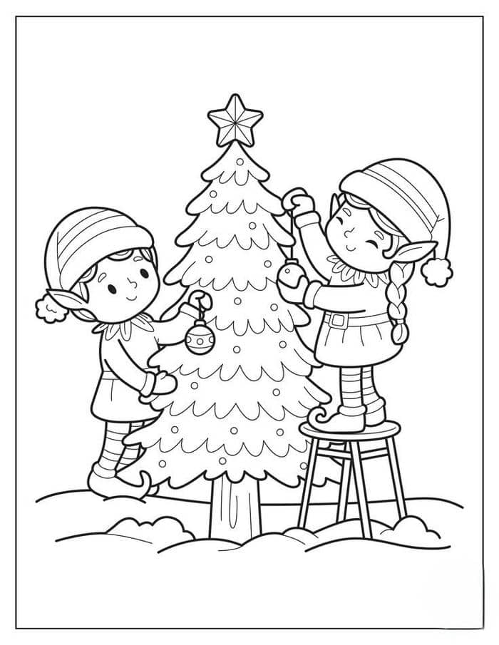 Hình ảnh tranh tô màu cây thông noel cho bé
