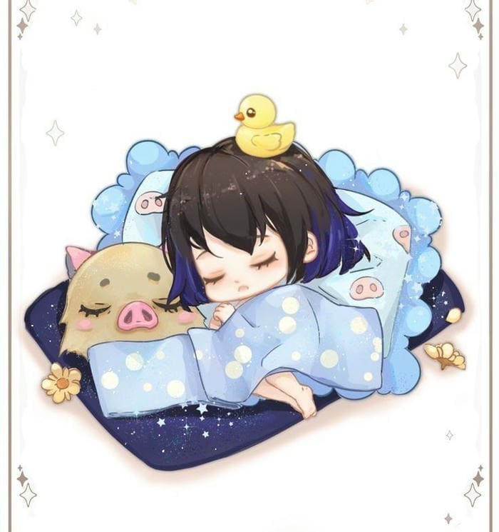 Hinh chibi Inosuke nam ngu sieu dang yeu