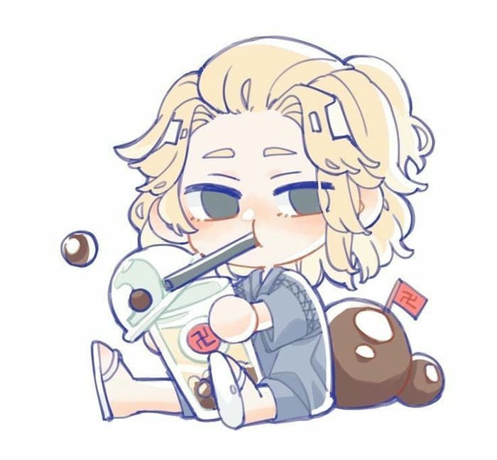 Mikey Chibi – Khi Đại Ca Toman Hóa Thành “Bé Cưng” Dễ Thương 19 Hình chibi Mikey uống trà sữa siêu cute