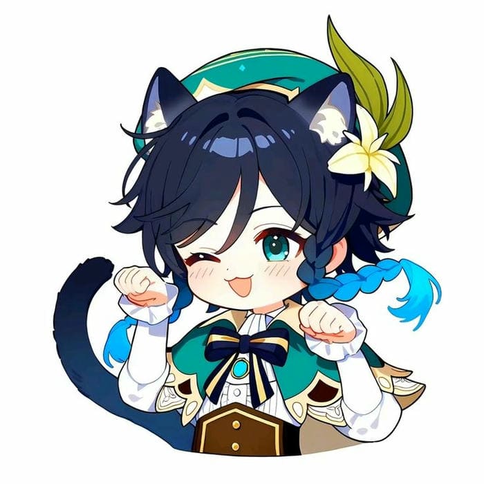 Hình chibi Venti mèo con đáng yêu