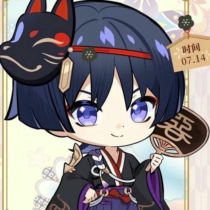 Hình chibi Wanderer đeo mặt nạ siêu dễ thương