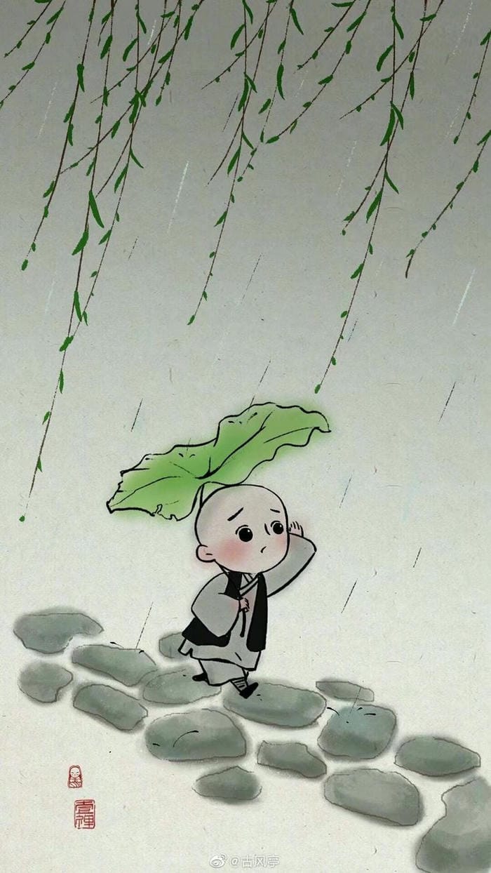 Gặp Lại Tuổi Thơ Qua 99+ Hình Ảnh Chú Tiểu Chibi Dễ Thương 23 Hình chibi chú tiểu trời mưa cute