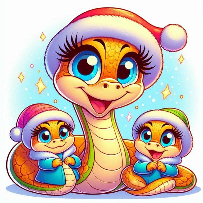 Hình chibi con rắn đội mũ đáng yêu