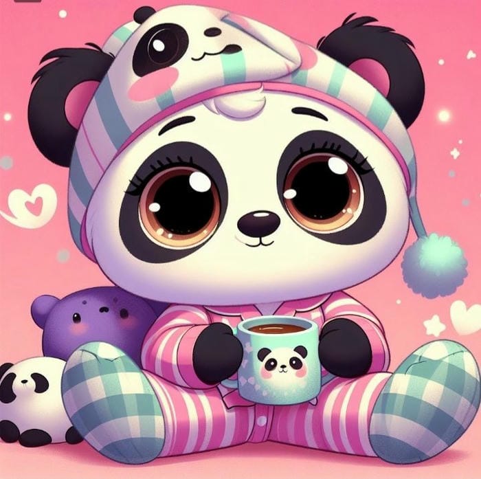 Hình chibi gấu trúc trang phục siêu đáng yêu