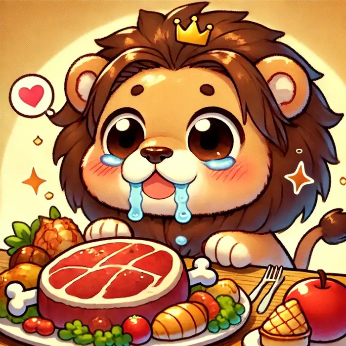 Hình chibi sư tử ham ăn siêu đáng yêu