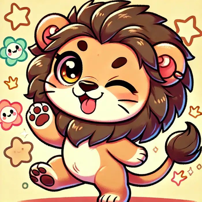 Hình chibi sư tử tinh nghịch đáng yêu