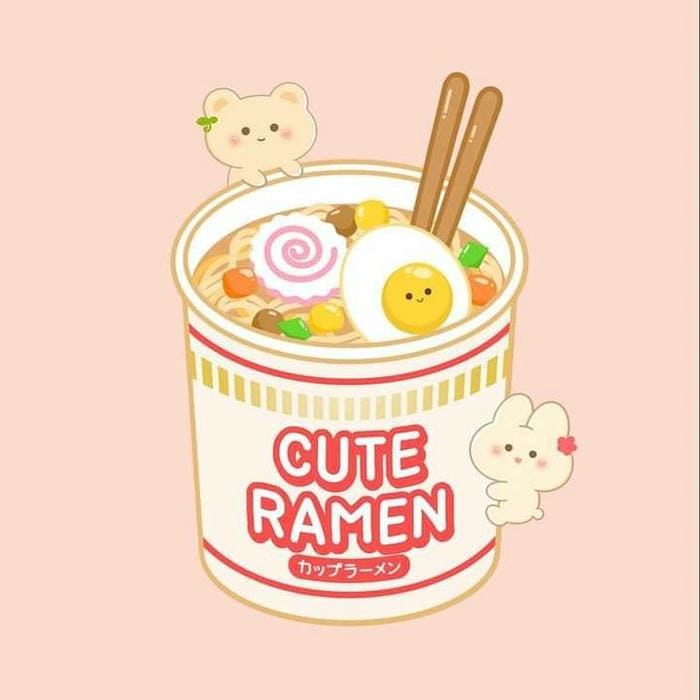 Hình đồ ăn chibi ly mì ramen siêu dễ thương
