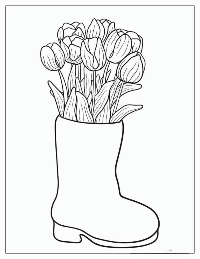 Hình hoa tulip tranh tô màu