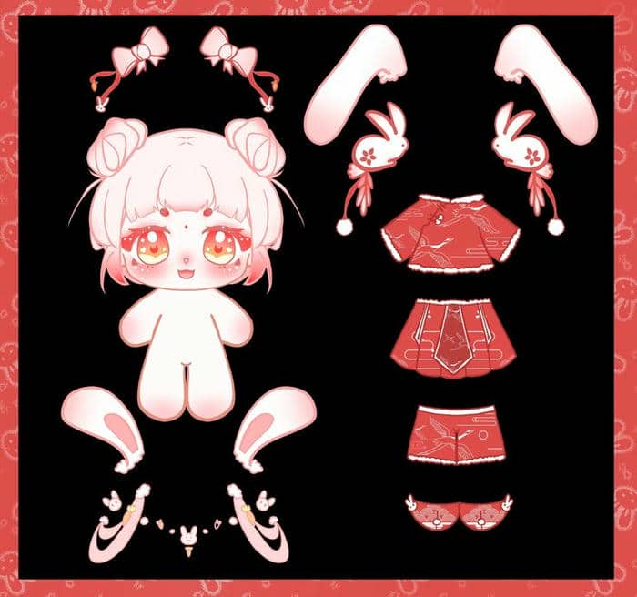 Hình kawaii paper doll chibi