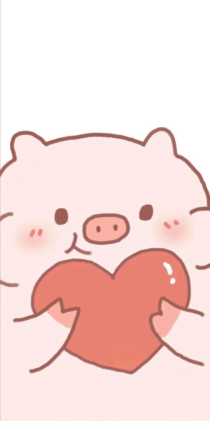 Tổng hợp 89+ hình nền heo chibi hồng cute siêu dễ thương 31 Hình nền chibi heo hồng ôm trái tim siêu cute