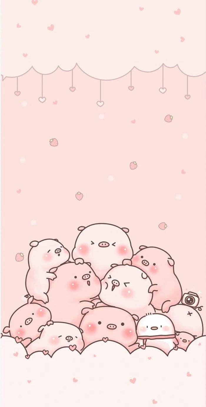 Hình nền lợn con chibi siêu đáng yêu