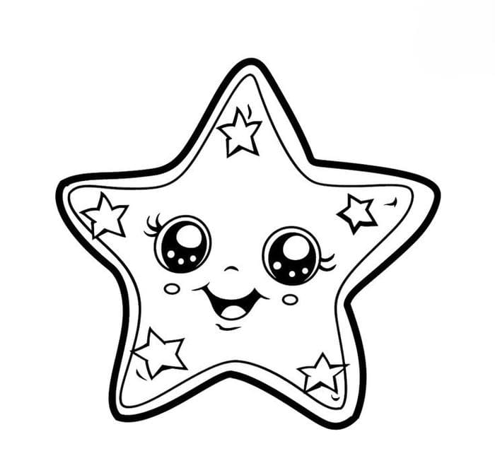 Hình tranh tô màu ngôi sao cute