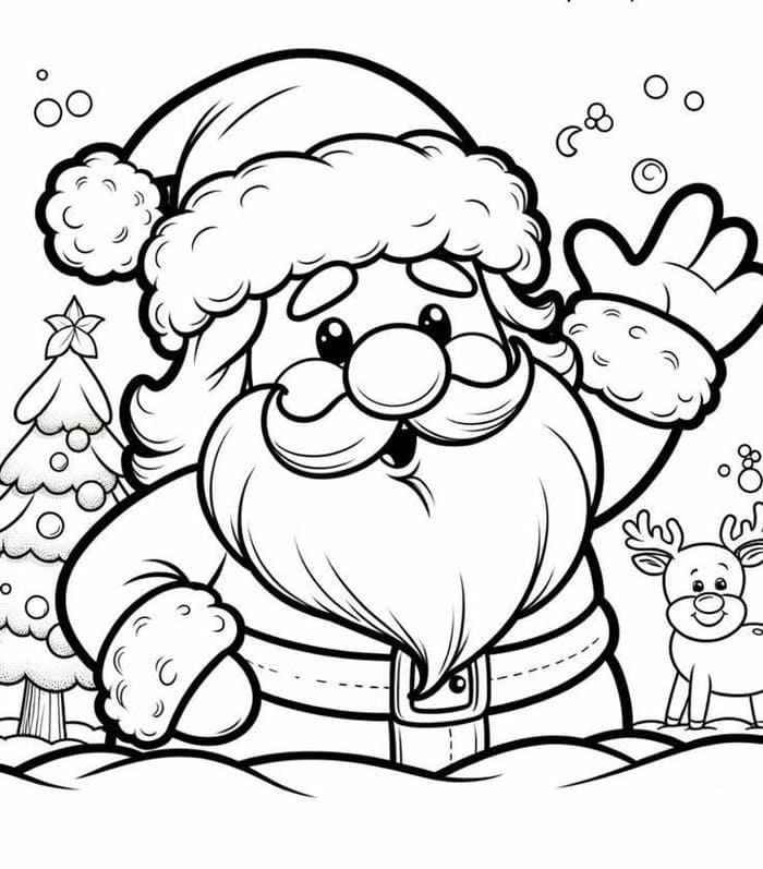 Hình tranh tô màu ông già noel chibi siêu đáng yêu