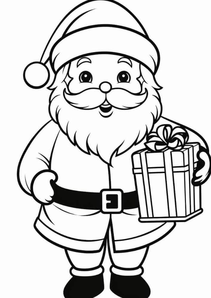 Hình tranh tô màu ông già noel đơn giản, dễ thương cho bé