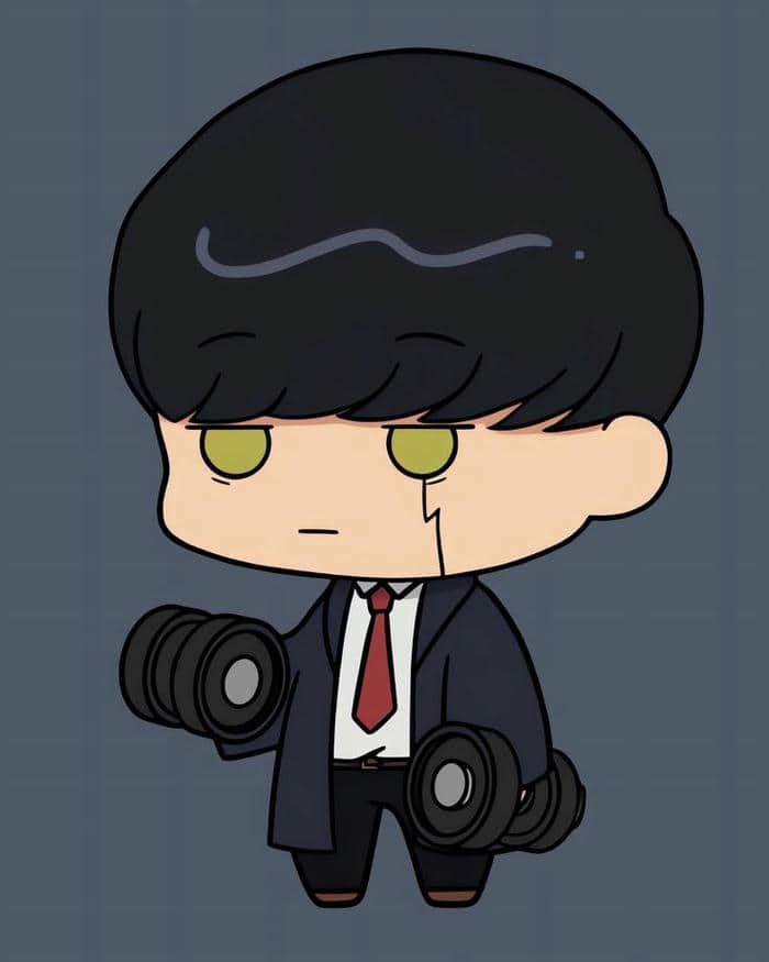 Hình vẽ chibi Mashle tập tạ