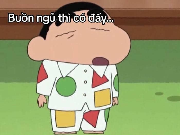 Meme hình cu Shin buồn ngủ