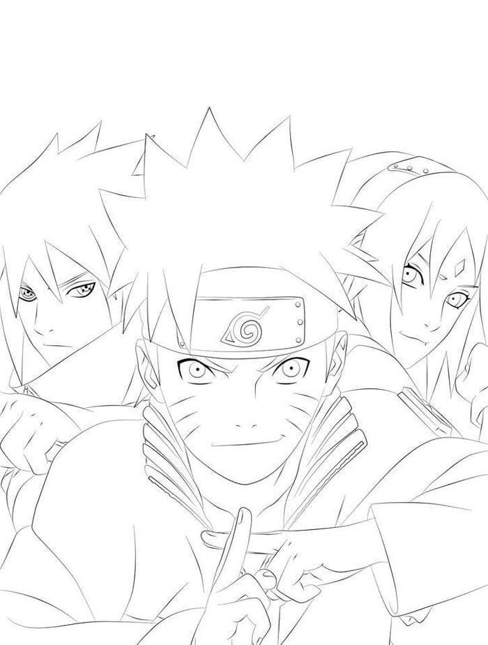 Naruto, Sakura và Sasuke tranh tô màu