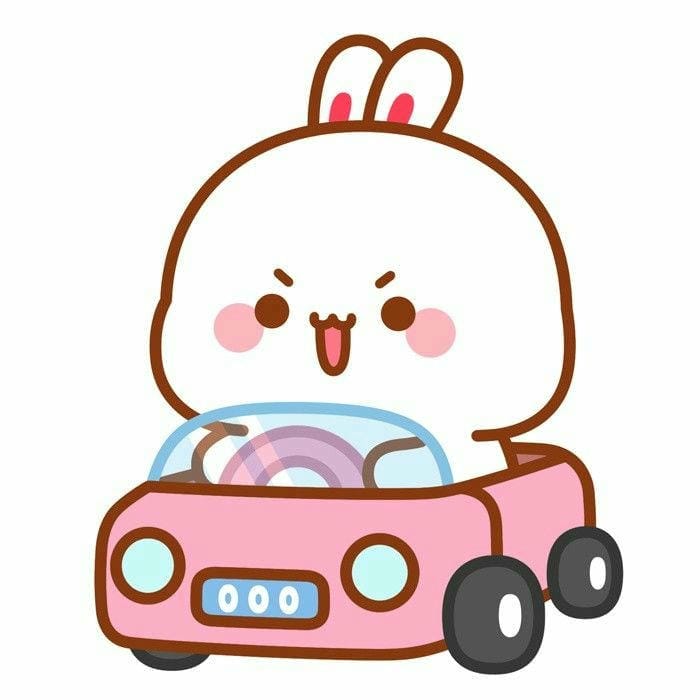 Tổng hợp 299 ảnh thỏ chibi cute, tải miễn phí cho điện thoại 36 Thỏ trắng chibi lái ô tô đơn giản, cute