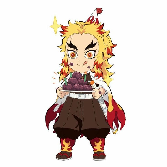 Tranh chibi Rengoku biểu cảm ham ăn siêu dễ thương