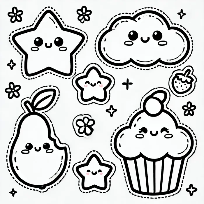 Tổng hợp 78+ bộ tranh tô màu sticker mini cute đơn giản cho bé 10 Tranh kawaii to màu sticker