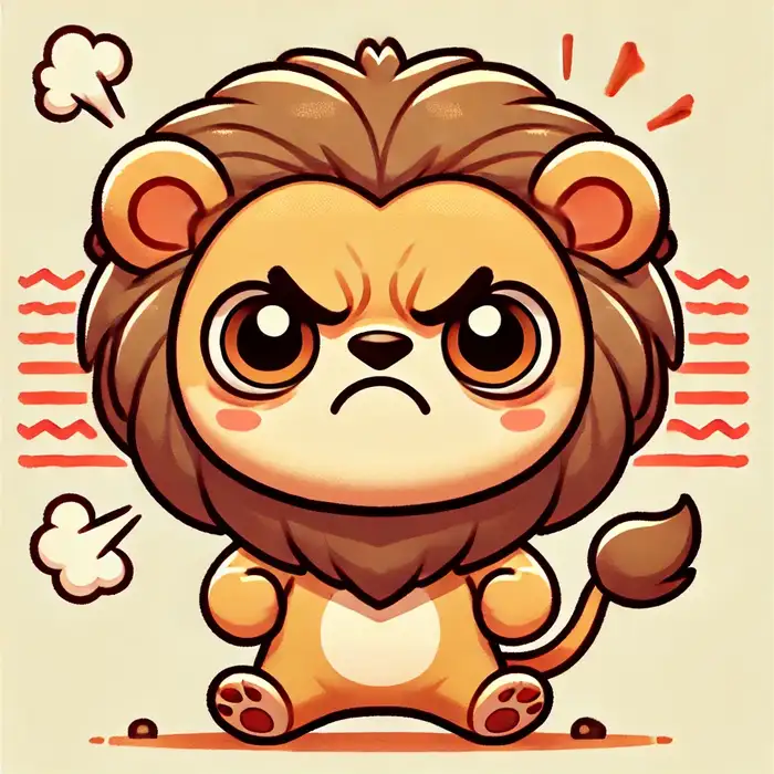 Tranh sư tử chibi biểu cảm tức giận