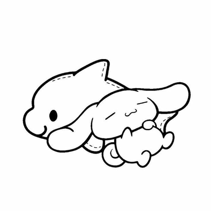 Tranh tô màu Cinnamoroll cùng cá heo siêu cute