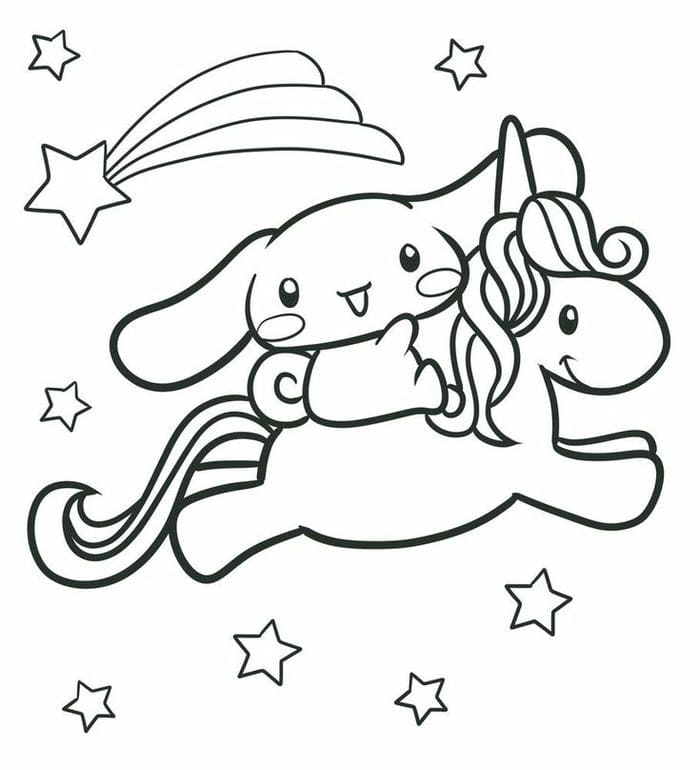 Bộ sưu tập 99+ tranh tô màu Cinnamoroll cute cho bé 27 Tranh tô màu Cinnamoroll cưỡi kỳ lân siêu đáng yêu