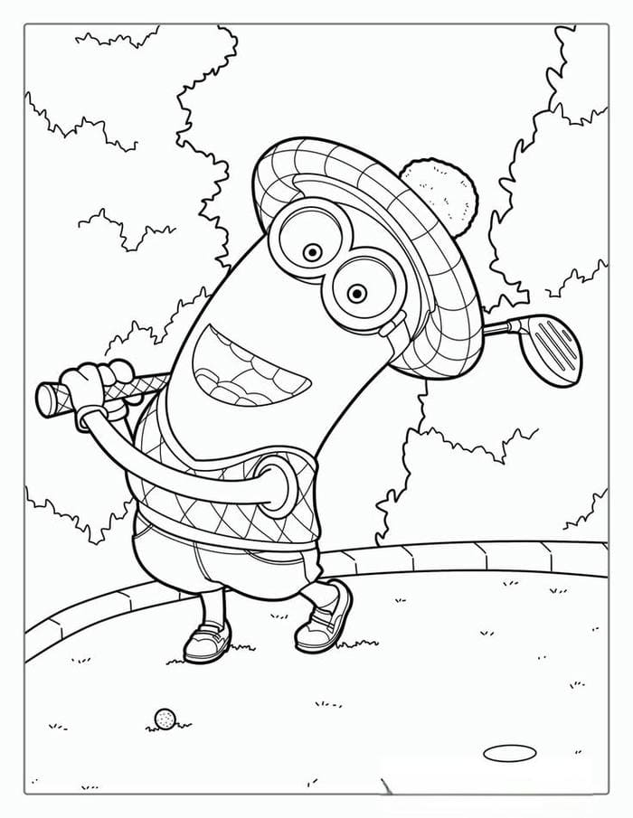 Tranh tô màu Minion đáng golf