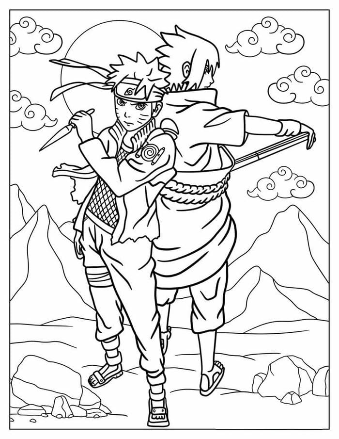Tải miễn phí 87+ tranh tô màu Naruto cửu vĩ cho bé tập vẽ 30 Tranh tô màu Naruto và Sasuke
