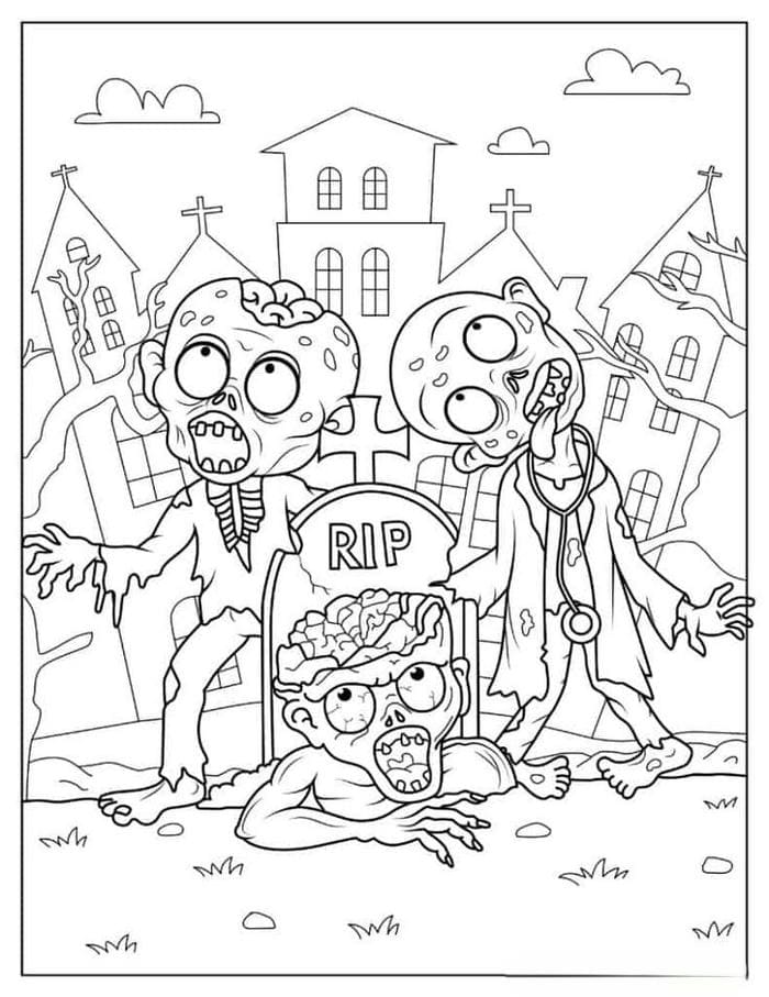 Bộ sưu tập 899+ hình tranh tô màu zombie cho bé 37 Tranh tô màu Zombie