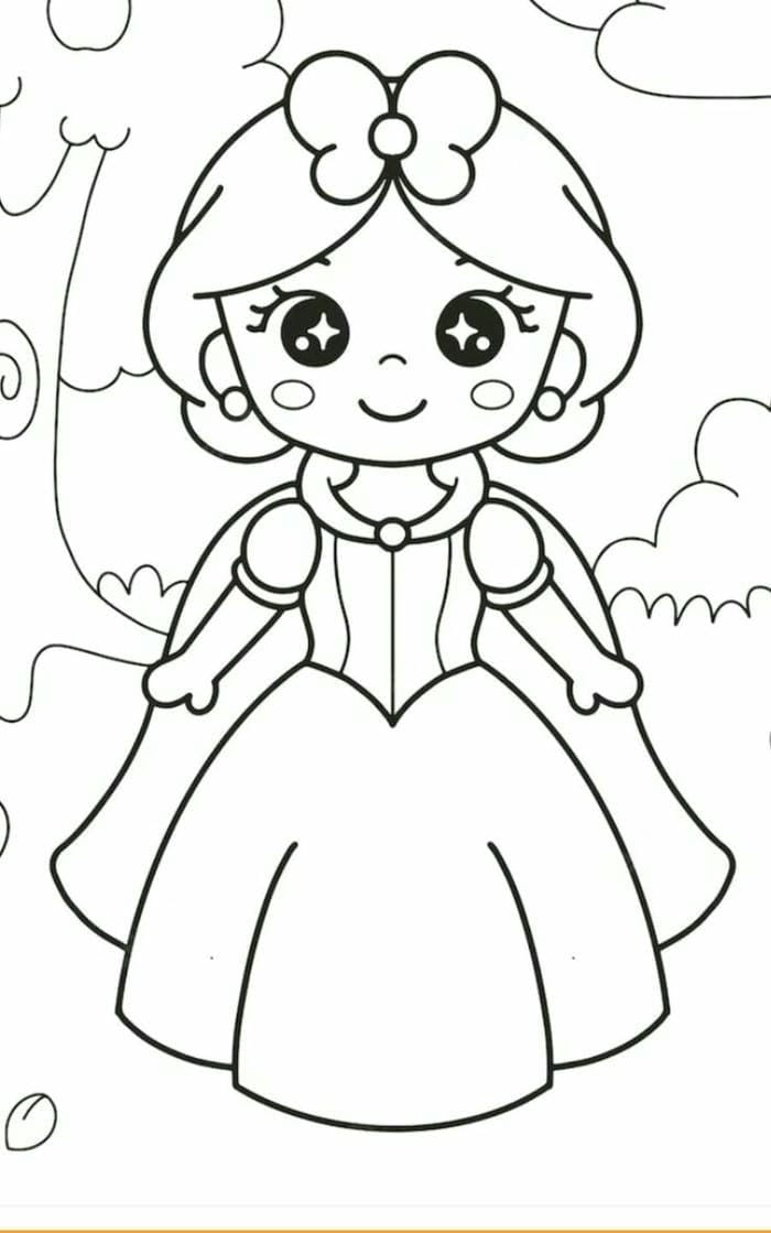 99+ Tranh tô màu búp bê giấy chibi cute dễ thương 16 Tranh tô màu búp bê hình công chúa Bạch Tuyết