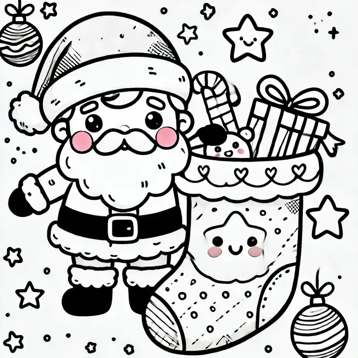 Tranh tô màu chibi ông già noel siêu đáng yêu cho bé