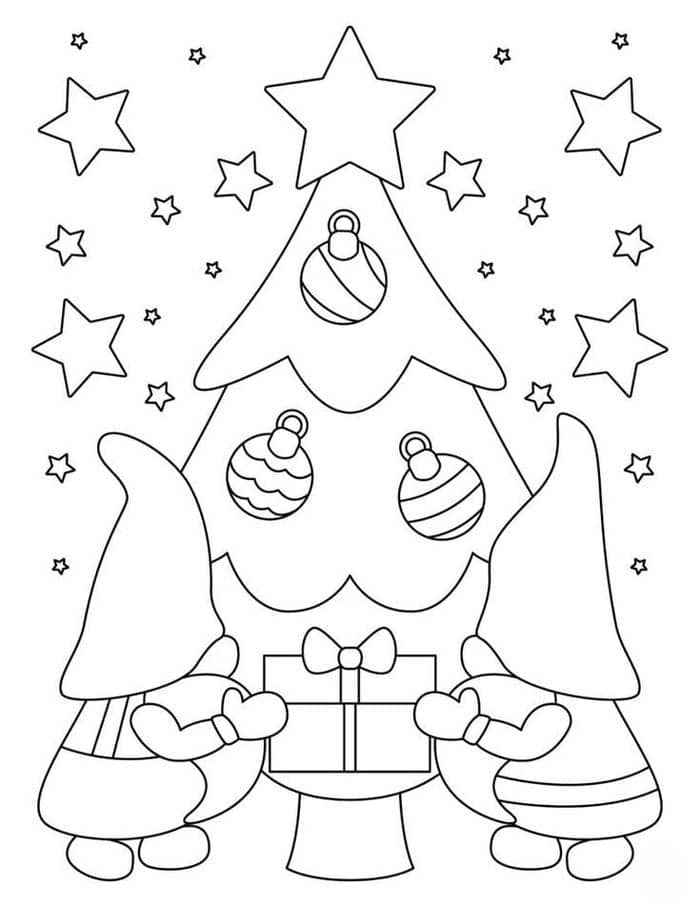 Tranh tô màu đơn giản hình cây thông noel