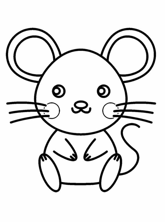 Tranh tô màu đơn giản hình con chuột cute