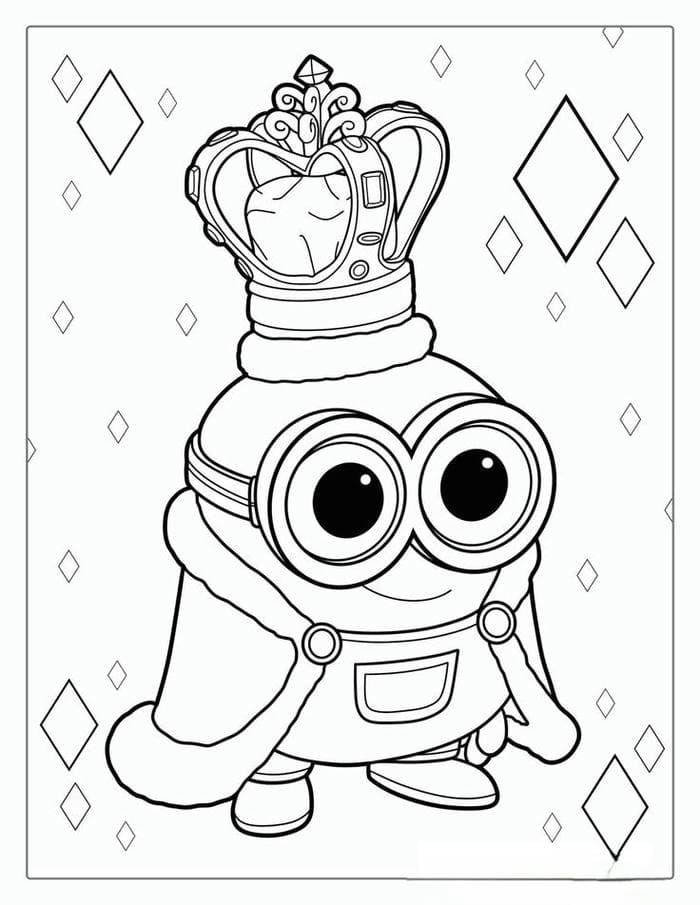 Tranh tô màu hình Minion đội vương miện