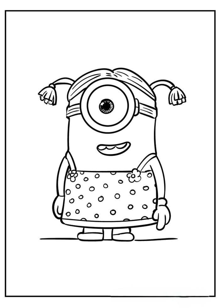 Tranh tô màu hình Minion mặc váy siêu cute
