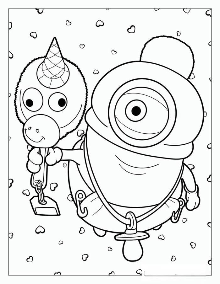 Tranh tô màu hình baby Minion siêu đáng yêu