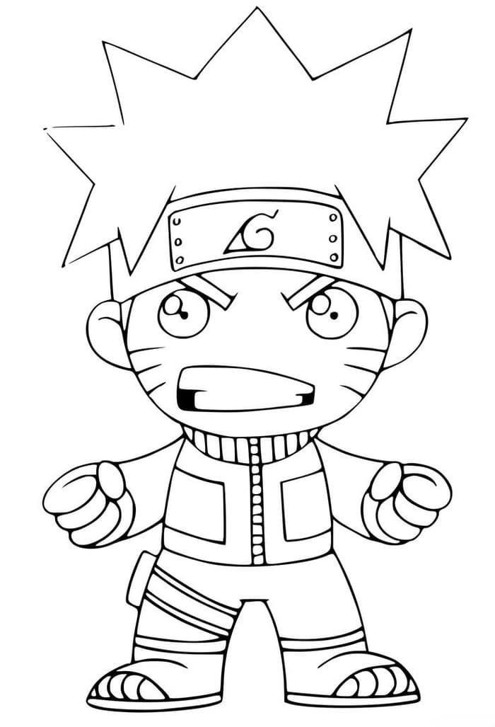 Tranh tô màu hình chibi Naruto siêu đáng yêu