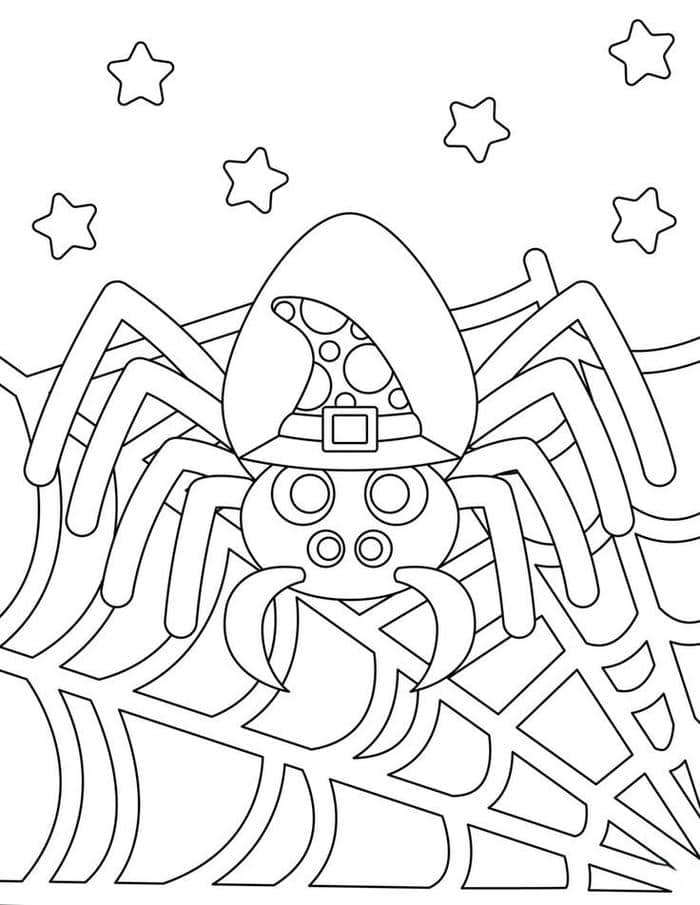 Tranh tô màu hình con nhện Halloween