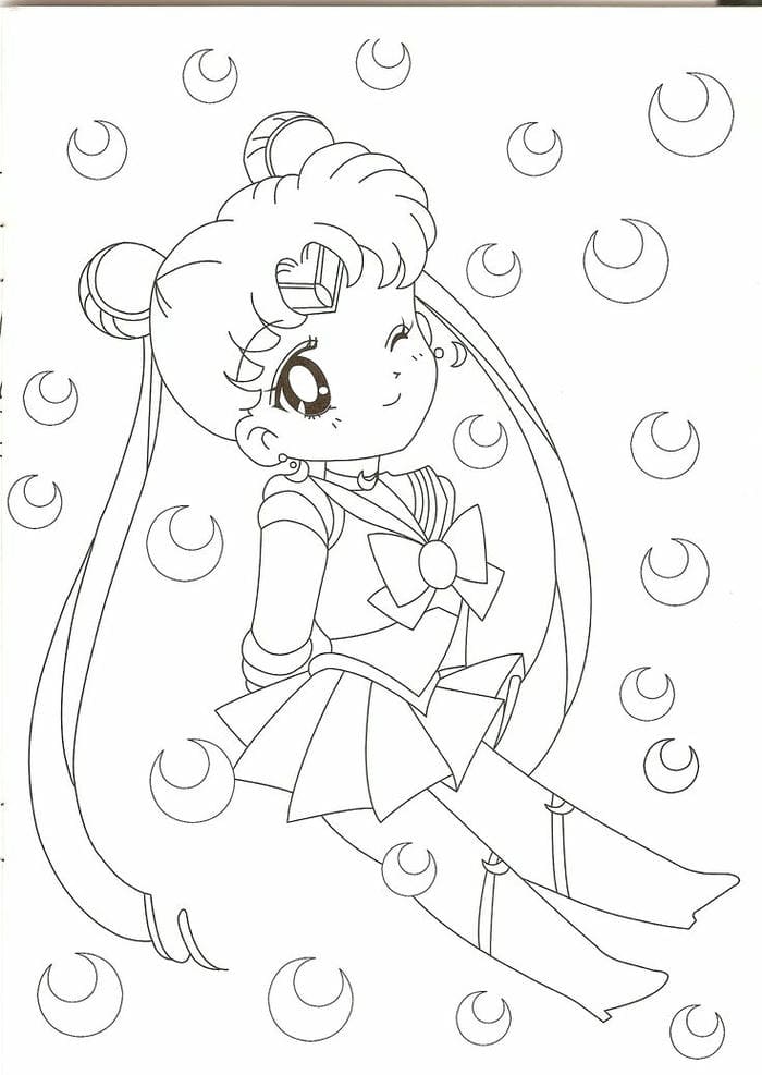 100+ bộ tranh tô màu thủy thủ mặt trăng pha lê chibi cute 18 Tranh tô màu hình thủy thủ mặt trăng đơn giản, dễ thương