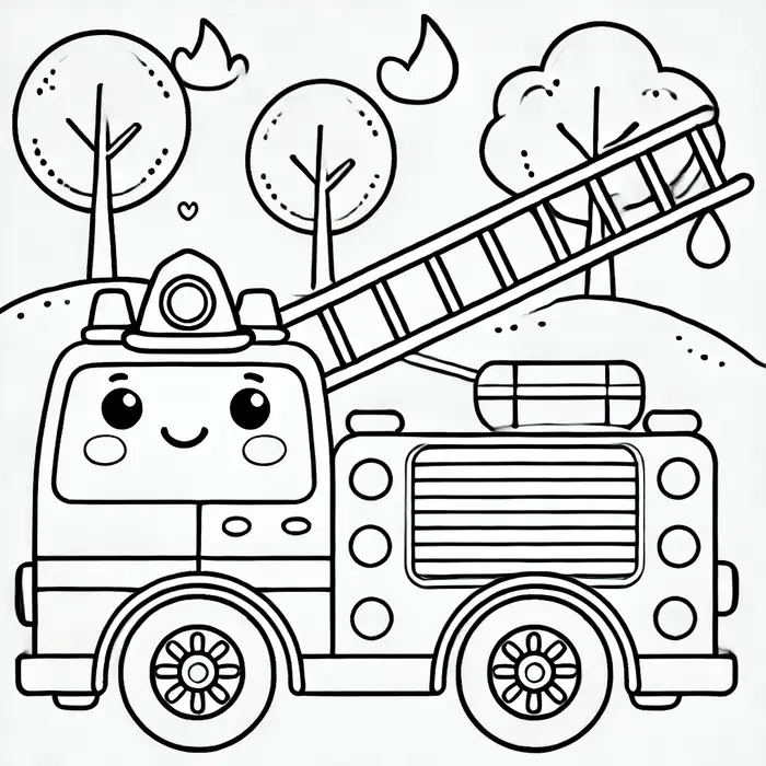 999+ Tô màu xe cứu hỏa cho bé phát triển tư duy 23 Tranh tô màu hình xe cứu hỏa đơn giản, dễ thương cho bé