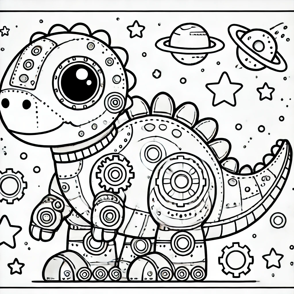 Bộ sưu tập 99+ hình tranh tô màu khủng long bạo chúa cute cho bé 26 Tranh tô màu khủng long robot cho bé