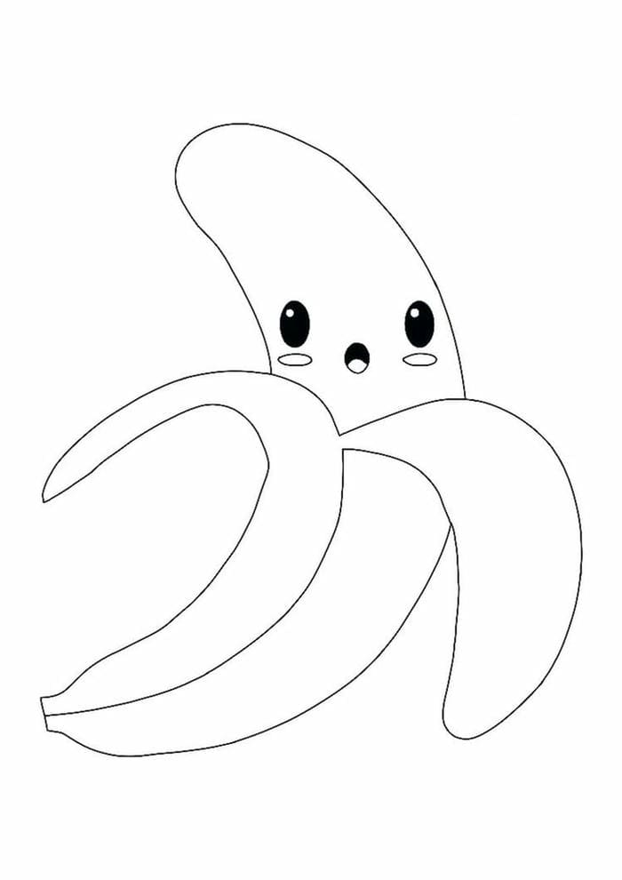 Tranh tô màu quả chuối chibi biểu cảm đáng yêu