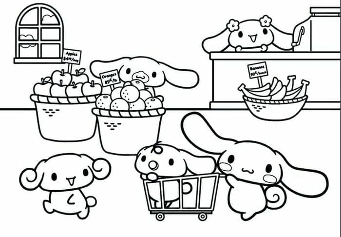 Bộ sưu tập 99+ tranh tô màu Cinnamoroll cute cho bé 42 Tranh tô màu siêu thị Cinnamoroll siêu đáng yêu