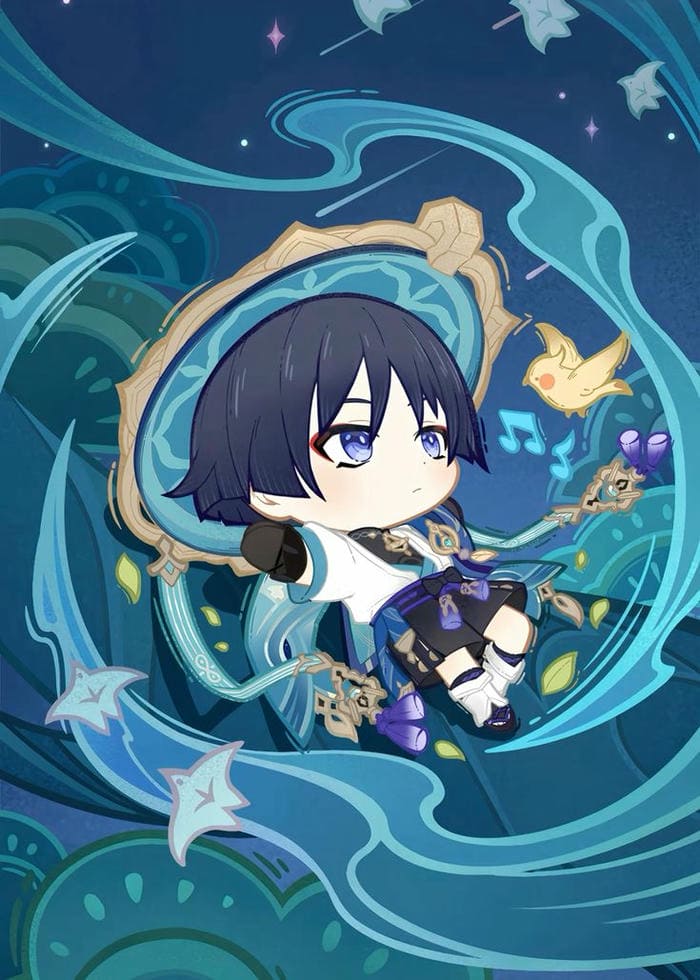 Wanderer Genshin Impact chibi siêu dễ thương